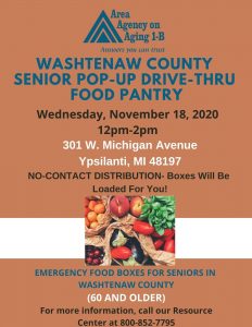 Washtenaw County Drive Up Food Distribution Event Flyer